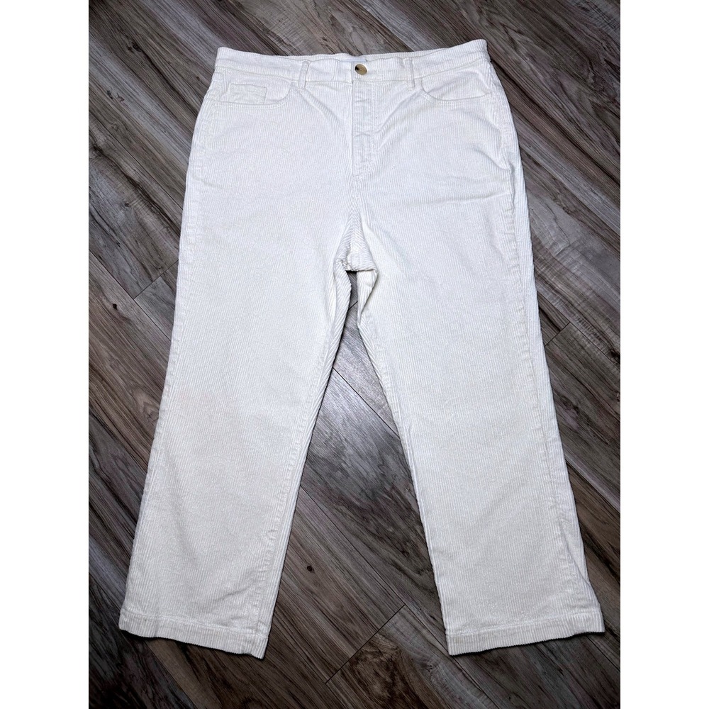 Loft Womens Whisper White Corduroy Straight Leg Pants Size 16 Petite